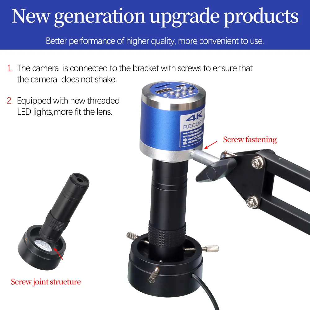 Digital Microscope 1080P 4K FULL HD Industrial C-Mount Camera Via Type Measurement For PCB Soldering Phone Repair