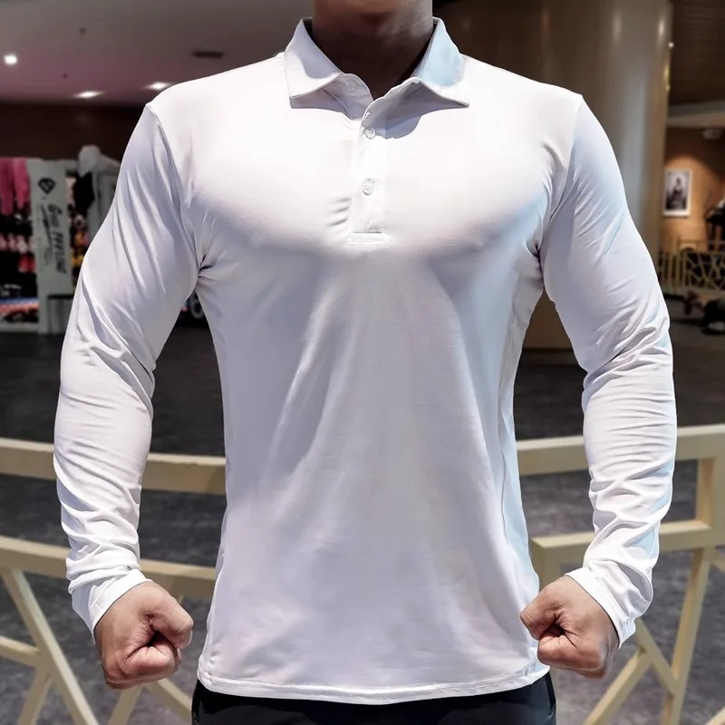 Long Sleeved Polo Men's Fitness T Shirt - Image 3