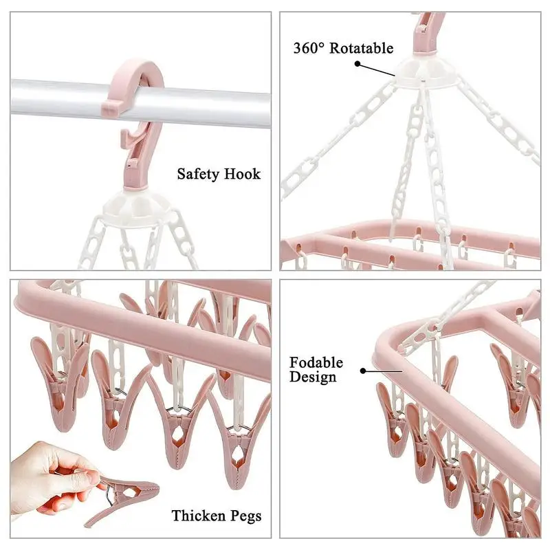 Drying Clip Swivel Hangers For Clothes With Clips Wind-Proof Swivel Hangers For Clothes Lingerie Socks 4