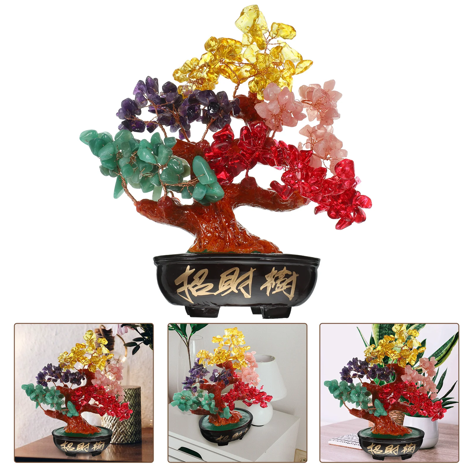 

Lucky Money Tree Natural Crystal Fortune Tree Ornaments Desktop Decoration Crystal Bonsai Home Office Desktop Ornament