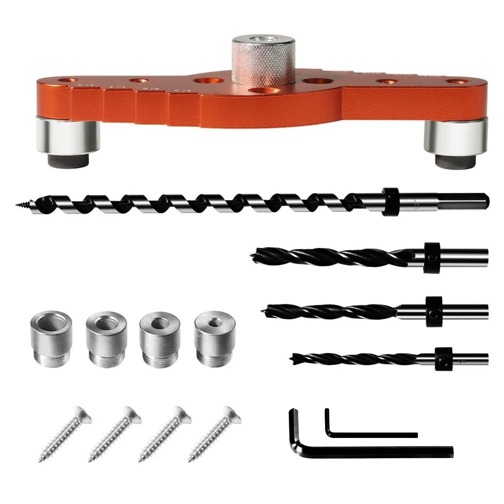 1pc Aluminium Vertikale Tasche Loch Jig Selbst Zentrierung Bohrer Guide Locator Holzbearbeitung Vertikale Dübel Jig Loch Puncher – Detail 1