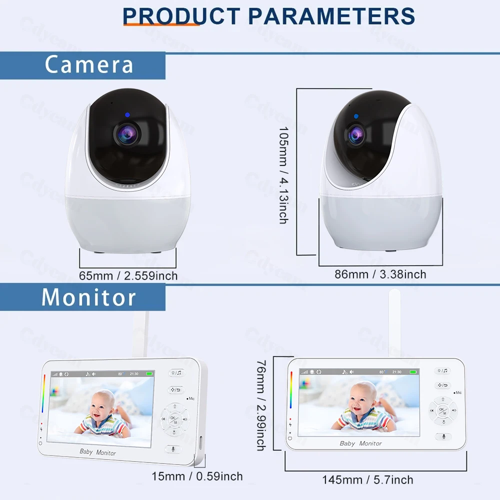 Babyphone 4,3 Zoll 1080p WLAN mit App & Kamera Überwachung