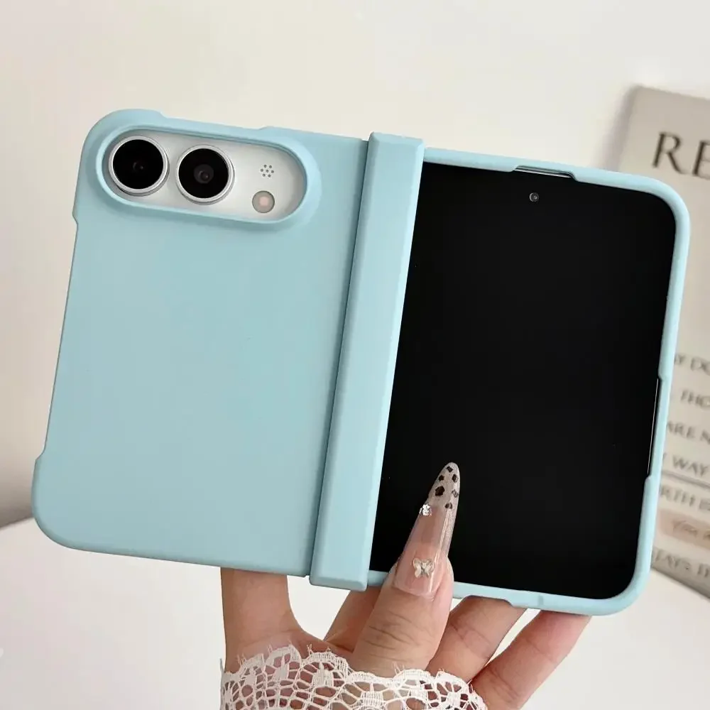 Matte Solid Color Shockproof Folding Phone Case with Hinge Protection