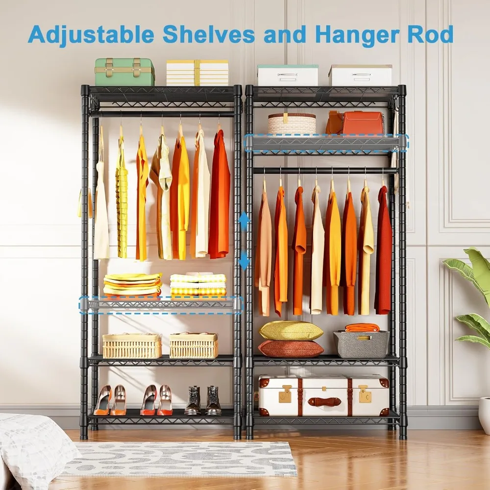 Mini Portable Closet, 4 Tiers Freestanding Clothing Garment Rack for Small Space, Metal Clothes Wardrobe System for Bedroom 3