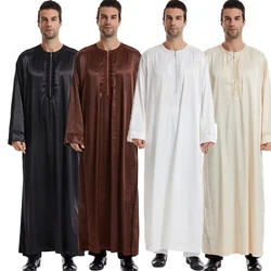 Eid Muslim Jubba Thobe Men Ramadan Embroidery Long Robe Kaftan Dress Saudi Musulman Abaya Dubai Arab Turkey Islamic Clothing