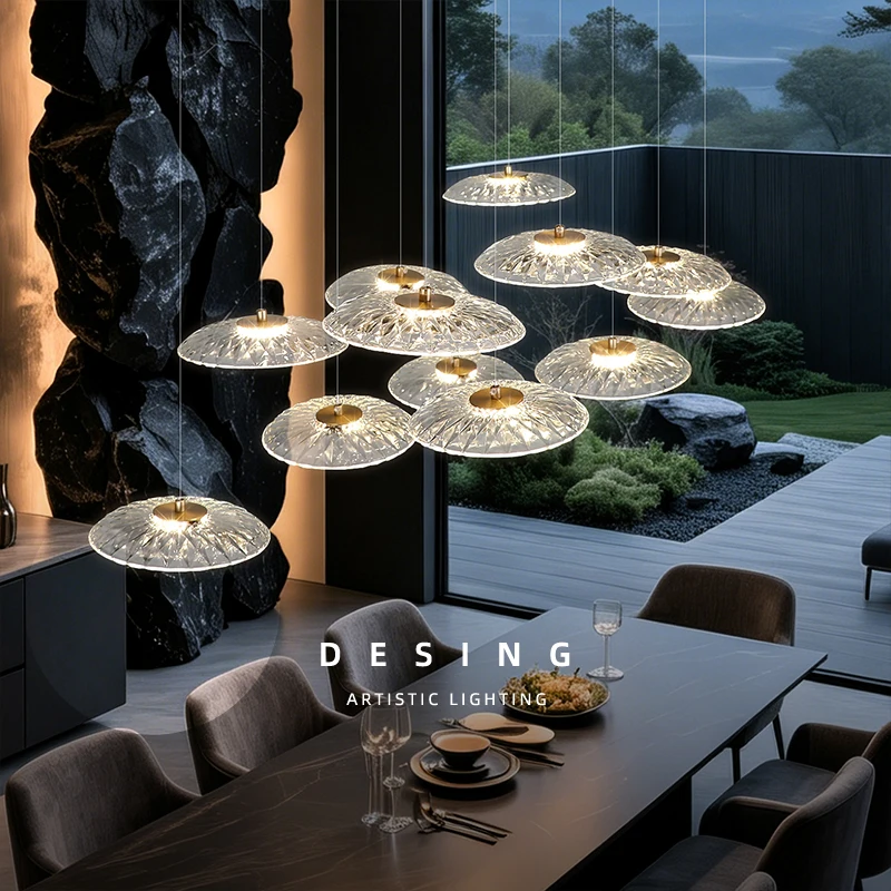 Dining room pendant light Modern villa dining room Kitchen pendant light designer glass Multi-head Hanging Lamp pendant light 1