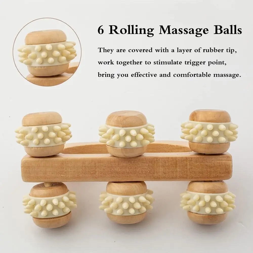 Deep Tissue Wooden Massage Roller Lymphatic Drainage Anti Cellulite Wood Back Massage Roller Handheld Body Shaping