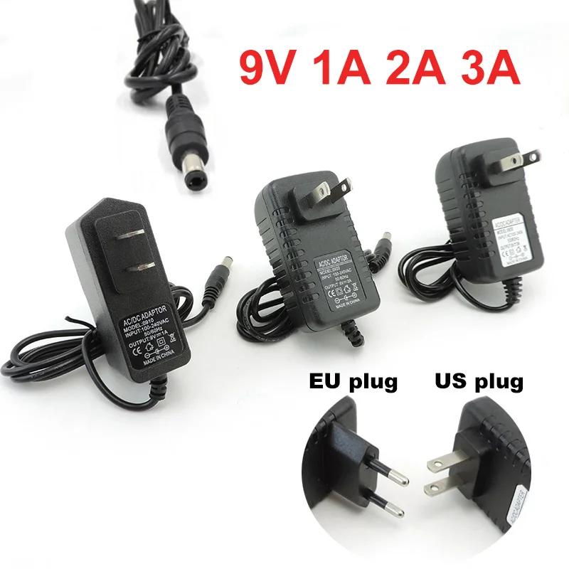 

AC 110V 220V to DC 9V 1A 2A 3A Power Supply Adapter Converter Charger EU US Plug 1000ma 2000ma for CCTV Camera Router