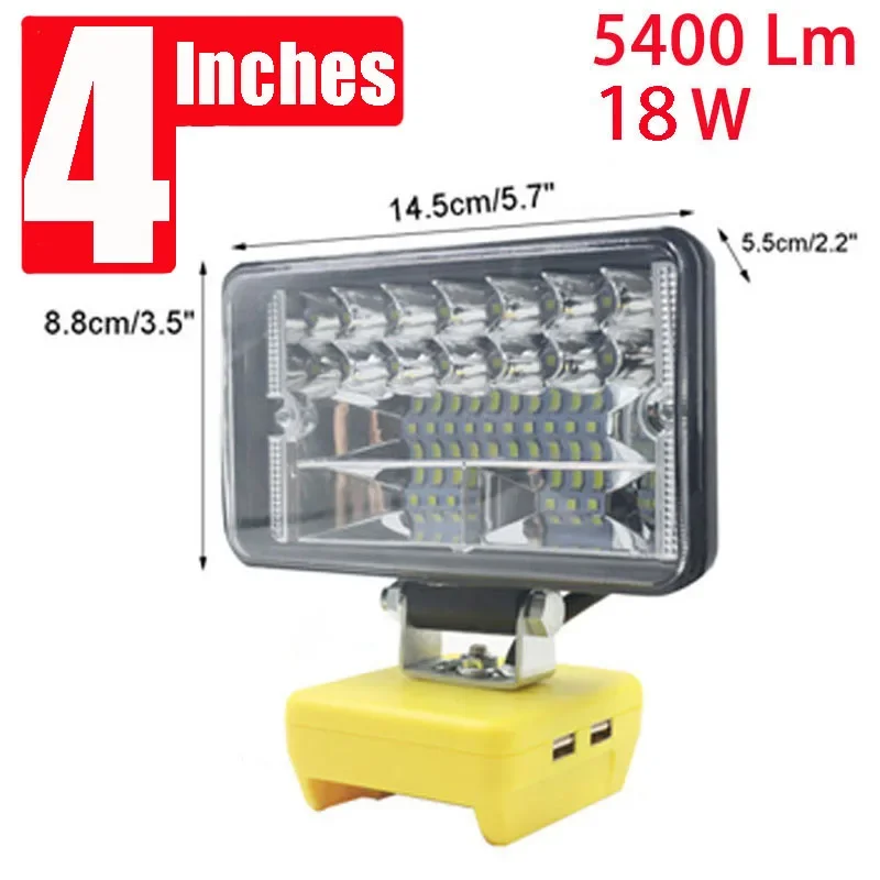 4 Inch Car LED Work Lights Torch Camping Lamp For Makita For DeWalt Bosch Milwauke Lomvum Zhipu Jingmi Li-ion Battery