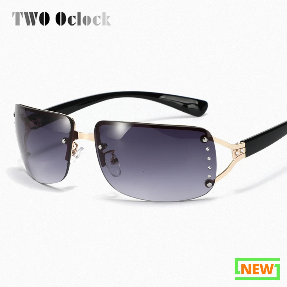 

Vintage Luxury Rimless Sunglasses Women Men Rectangle Rhinestone UV400 Eyepieces Eyewear Female Sun Glasses zonnebrillen dames