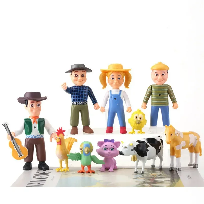 Figurines d'action mignonnes Happy Farm, La Granja De Zenon, Red Barn Barnyard Farm, Baby Animals, PVC Dolls, Toy Set, Gifts, 10Pcs per Set
