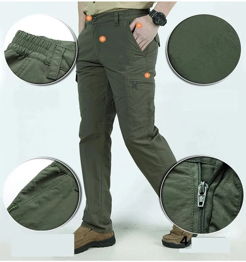Pantalon cargo léger étanche homme été - Vêtement technique pêche randonnée polyvalent