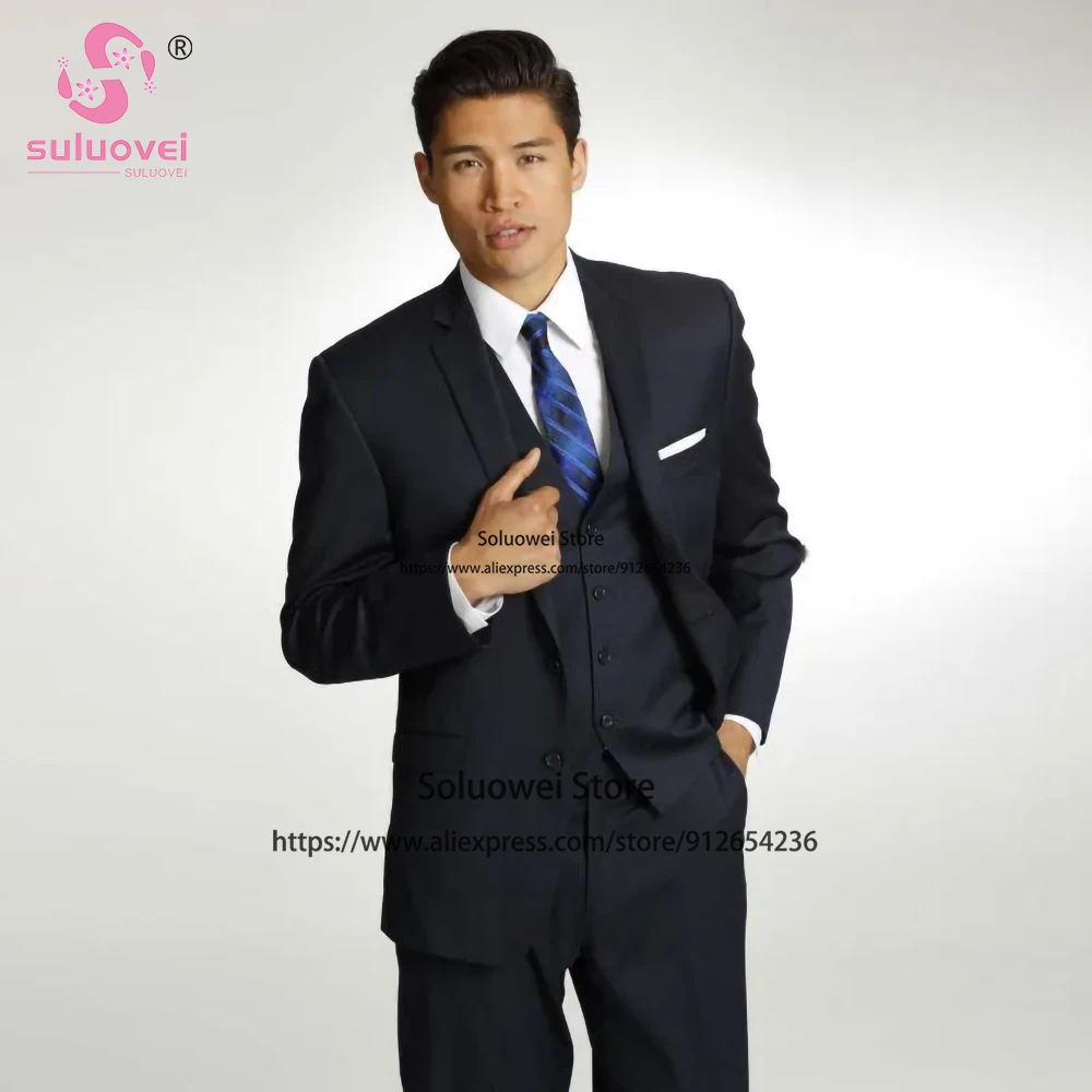 Classic Slim Fit Business Suits For Men Wedding 3 Piece Pants Set Formal Groom Dinner Party Prom Tuxedo Terno Masculino Completo