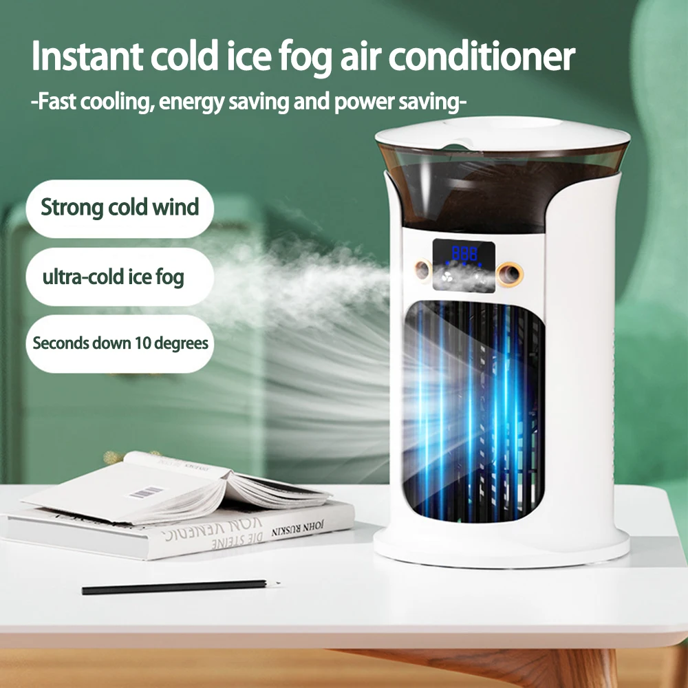 Mute Desktop USB Mini Portable Air Conditioner Fan for Room Home Camping Humidifier Water Mist Cooling Fan Night Lamp Air Cooler