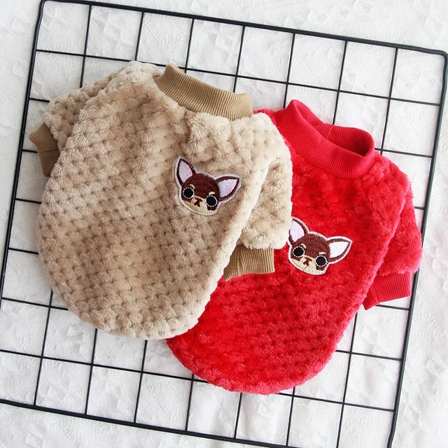 Warm Outfit Fleece Pet Clothes Sweater Cute Chihuahua Print Coat Small Medium Dog Clothes Hoodie Jacket Teddy Bulldog Chihuahua 3