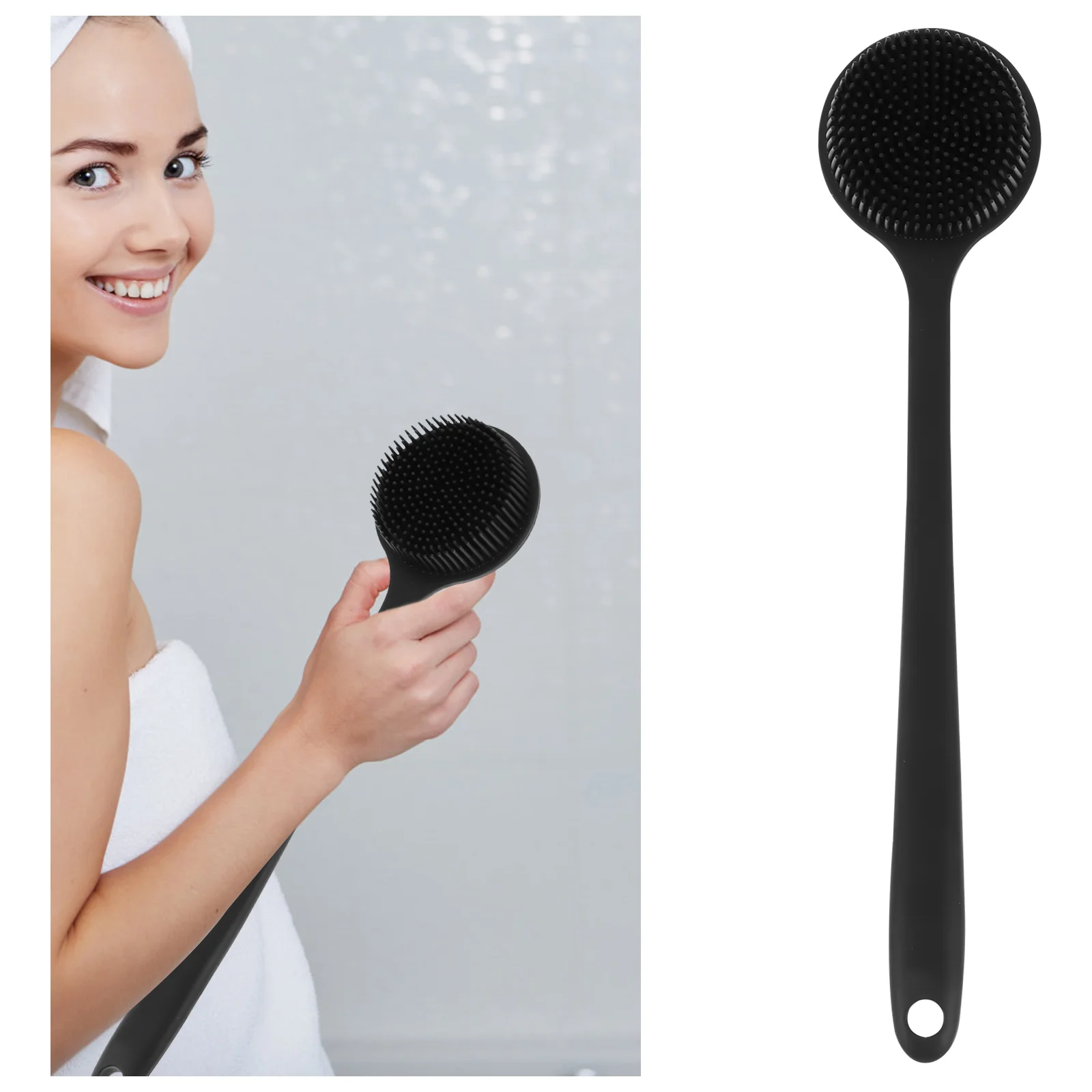 

Brush Scrubber Body Shower Silicone Bath Handle Exfoliating Brushes Long Bathing Exfoliator Scalp Dry Shampoo Scrub Cleaning