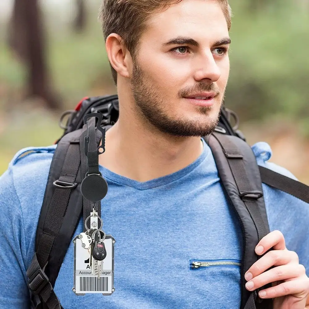 Ausziehbarer Ausweishalter und robuster Ausweishalter mit Gürtelclip, Ausweishalter, Zubehör, Karabiner, Ausweishalter – Detail 6