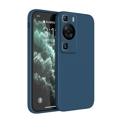 Original Shockproof Lens Protection Phone Case - Square Liquid Silicone Soft Back Cover for Huawei P60 (Blue)