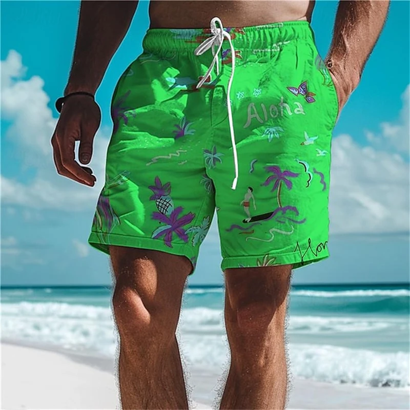 Aloha Hawaiian Palm Tree 3d Print Men Women Beach Shorts Fashion Casual Oversized Gym Quick Drying Trunks Ice Shorts Homme 4XL 4
