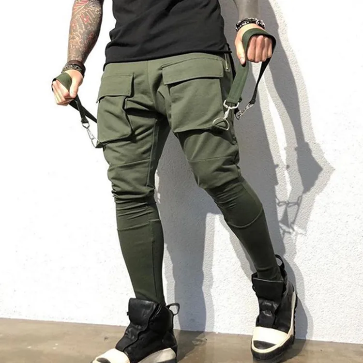 

Men's European and American hip hop multi pocket corset trousers casual sports fashion trend street work corset trousers