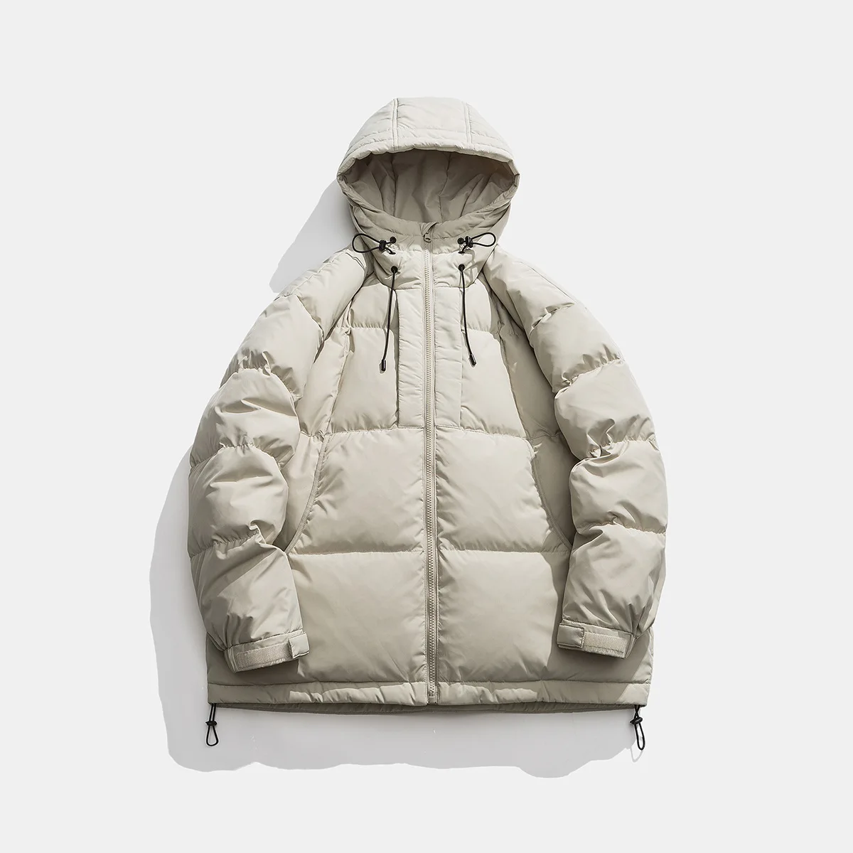 Vintage winter Japanese outdoor workwear hooded versatile trendy down jacket couple solid color jacket