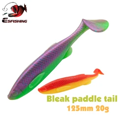 ESFISHING New Soft Lure Shad Bleak Paddle Tail 125mm 20g 4pcs Artificial Lure for Carp Fishing T Tail Jigging Lure