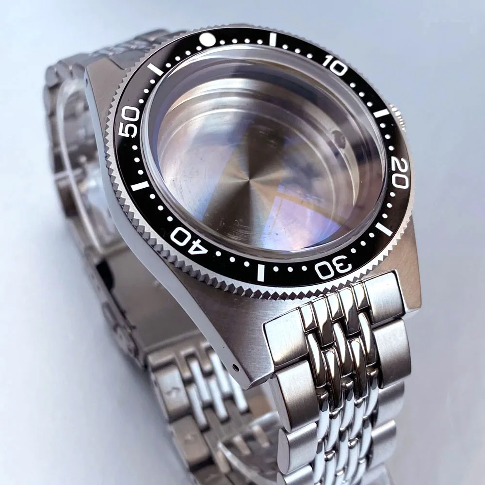 Vintage Style Automatic Watch Case with Bracelet & AR Domed Sapphire Glass - Stainless Steel Watch Parts