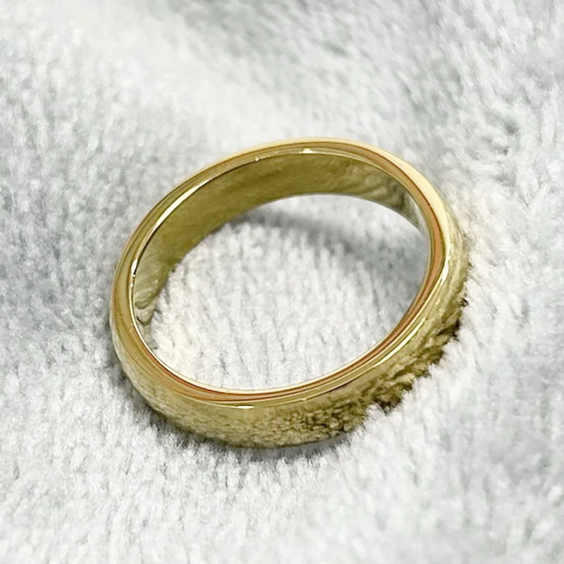 18K Gold-Plated Stainless Steel Rings Couple Wedding Rings 4mm
