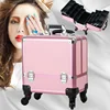 Aluminum Alloy Trolley Makeup Box Large-capacity Portable Texture Tool Box Semi-color Professional Trolley Cosmetic Case 5