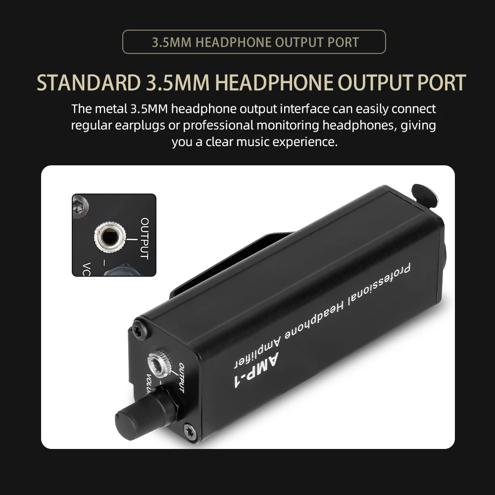 AMP-1 Professional Headphone Amplifier Converter XLR To 3.5MM Audio Interface Portable Headphone Amplifier Converter Clip Mount