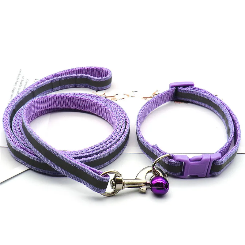 Reflective Pet Leash Kitten and Dog Collar Adjustable Walking Rope Set for Dogs and Cats Go Out Traveling Pet Accessories 