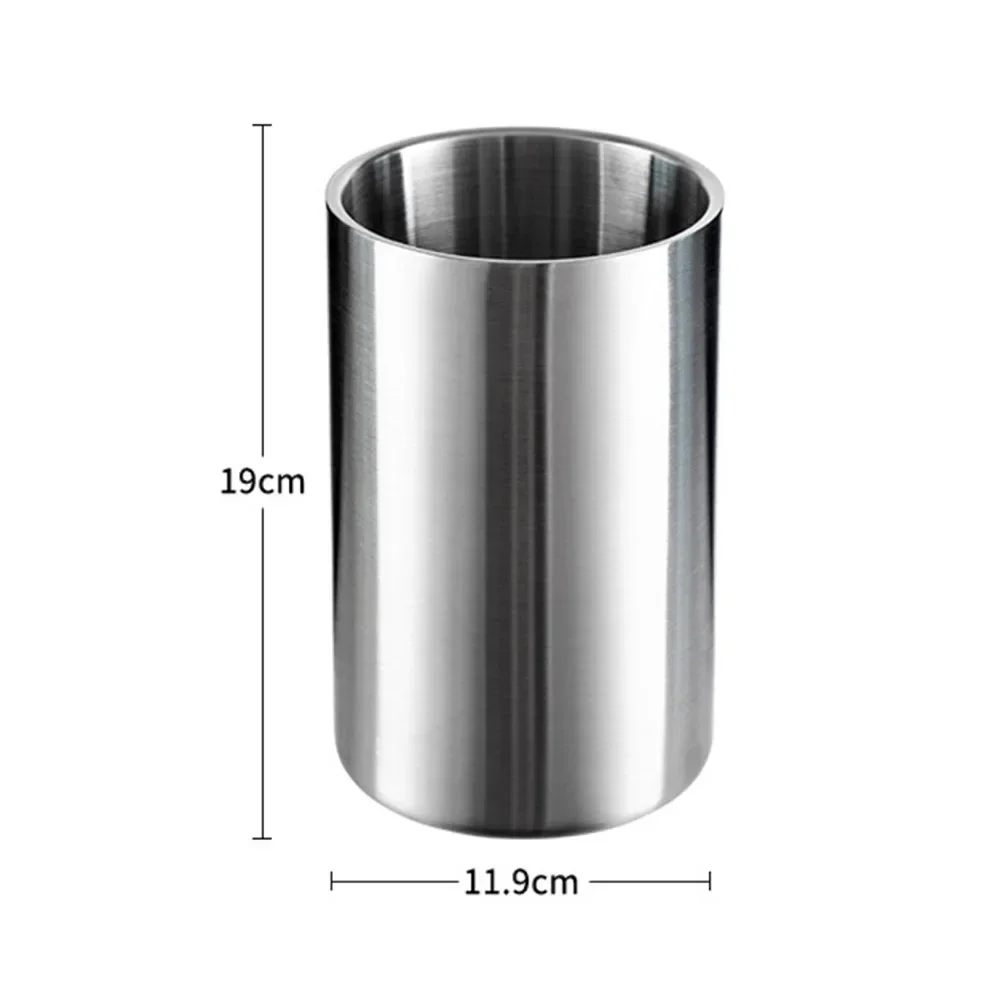 Ice Bucket Wine Cooler 1.6L Double-Wall Stainless Steel Ice Bucket Household Red Wine Champagne Bar Kitchen Home