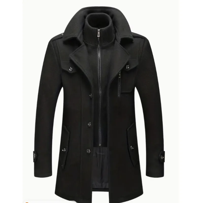 

New Autumn and Winter Plus Size Casual Zipper Men's Casual Solid Color Detachable Inner Single Breasted Coat Jackets for Men