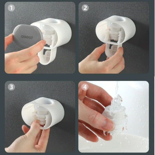 Dispenser automatico di dentifricio antipolvere per adulti e bambini Supporto a parete Supporto per spremi dentifricio Set di accessori per il bagno 5