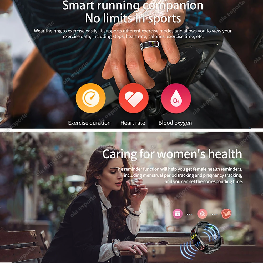 2025 New SR08 Smart Ring LED Display Screen Heart Rate Gesture Sweep Video Sleep Monitor 5ATM Waterproof Fitness Tracker Rings