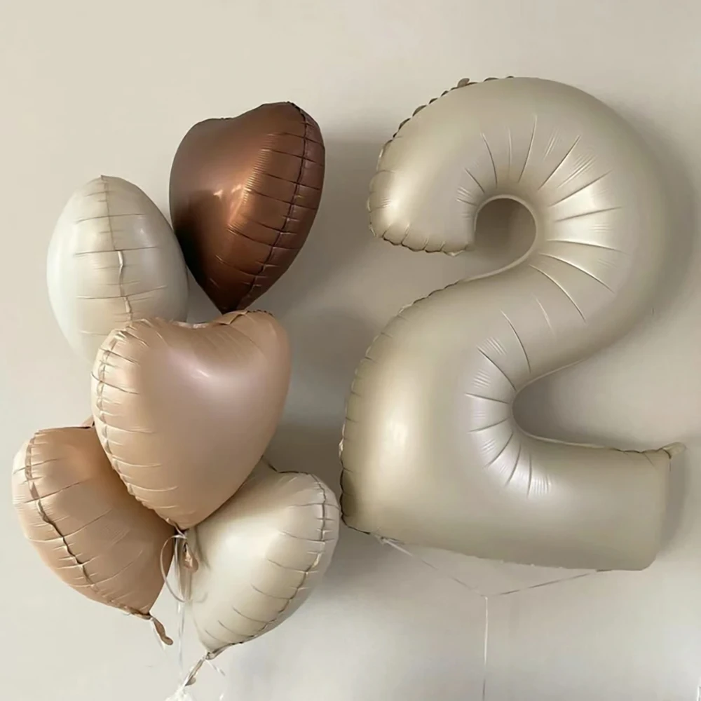 40 Zoll cremefarbene Zahlenballons 1–9, große Figur, Herz-Heliumballon für Kinder, Mädchen, 1. Jahr, Geburtstag, Hochzeit, Dekoration, Zubehör – Detail 5