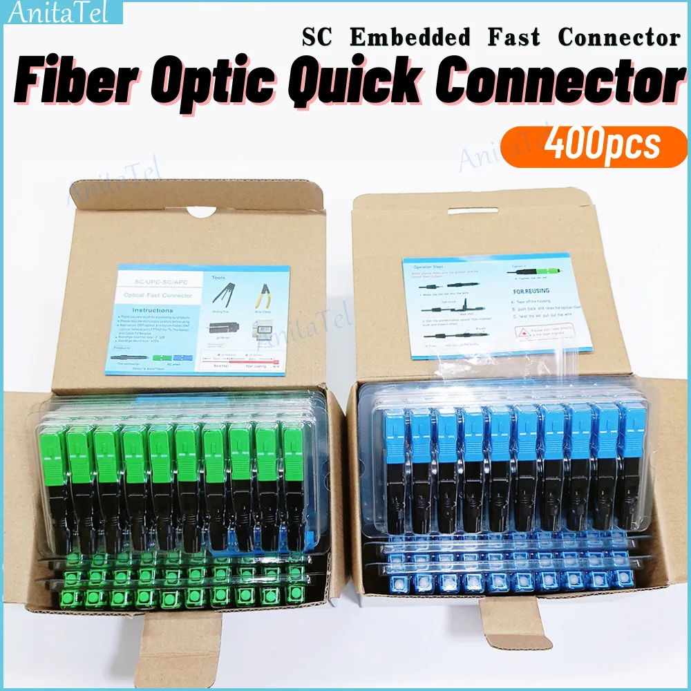 

400pcs Lot Quick Field Assembly FTTH Embedded Optical Fast Connector SC APC SM Fiber Optic SC UPC Cold Connector Optic Adaptert
