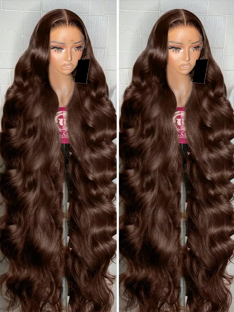 HD 200% 30 40 Inches Chocolate Brown Body Wave 13x6 Lace Front Human Hair Wigs 13x4 Lace Frontal Wig Brazilian Remy Hair Wig human hair wig,lace front wigs