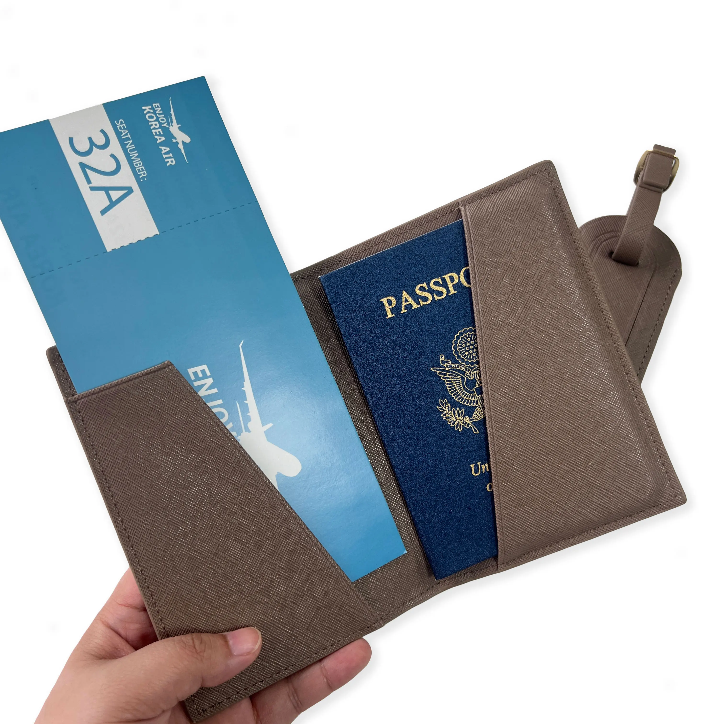 Personalized Passport Cover & Luggage Tag Set - Elegant Travel Accessories