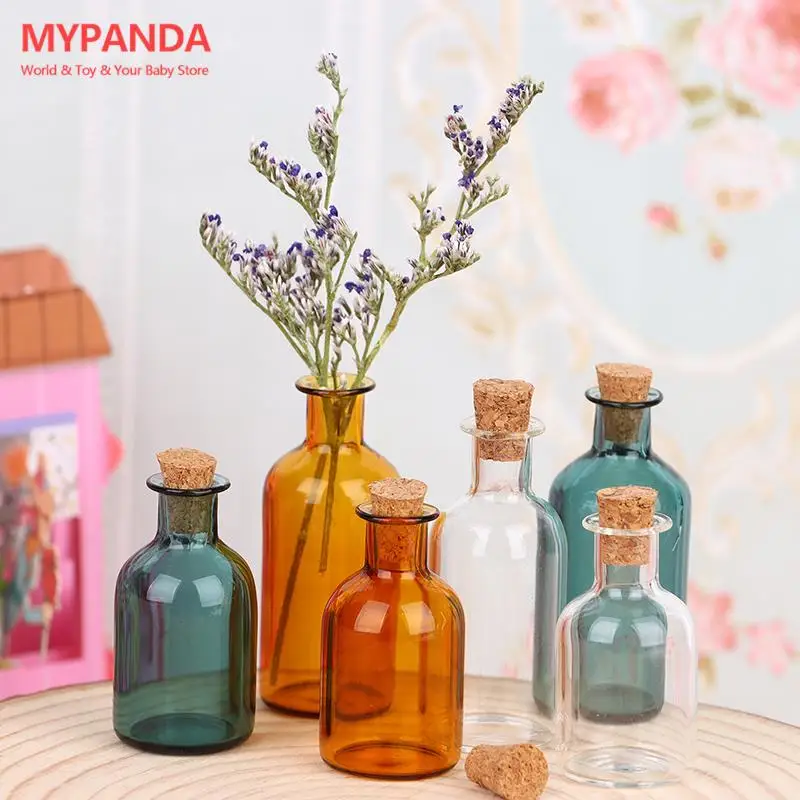 

1:12 миниатюрная стеклянная бутылка для кукольного домика, пробковая крышка, крошечная модель, украшение для кукольного домика, аксессуары для детских игр
