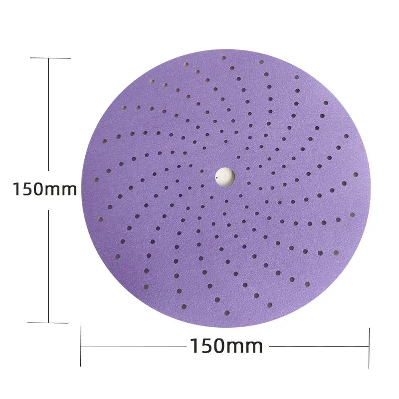 보라색 다공성 드라이 사포 청소 3M 6 인치 150mm, 모래 디스크 라운드 플록 자체 접착 자동차 페인트 샌딩 퍼티