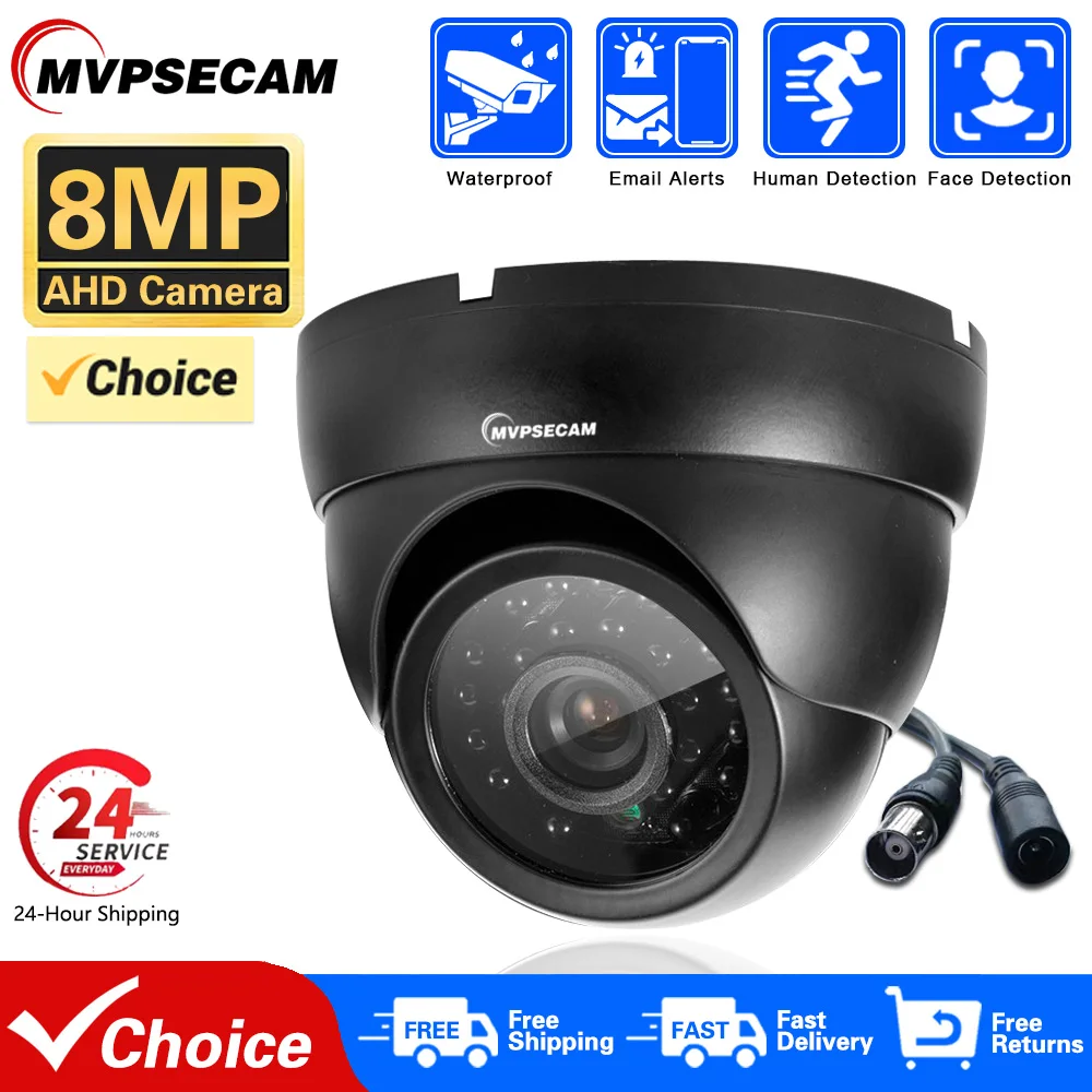 

4K Black Dome AHD Camera CCTV Security Surveillance Outdoor Waterproof 5MP 8MP CVI TVI Infrared Night Vision Home BNC Camera