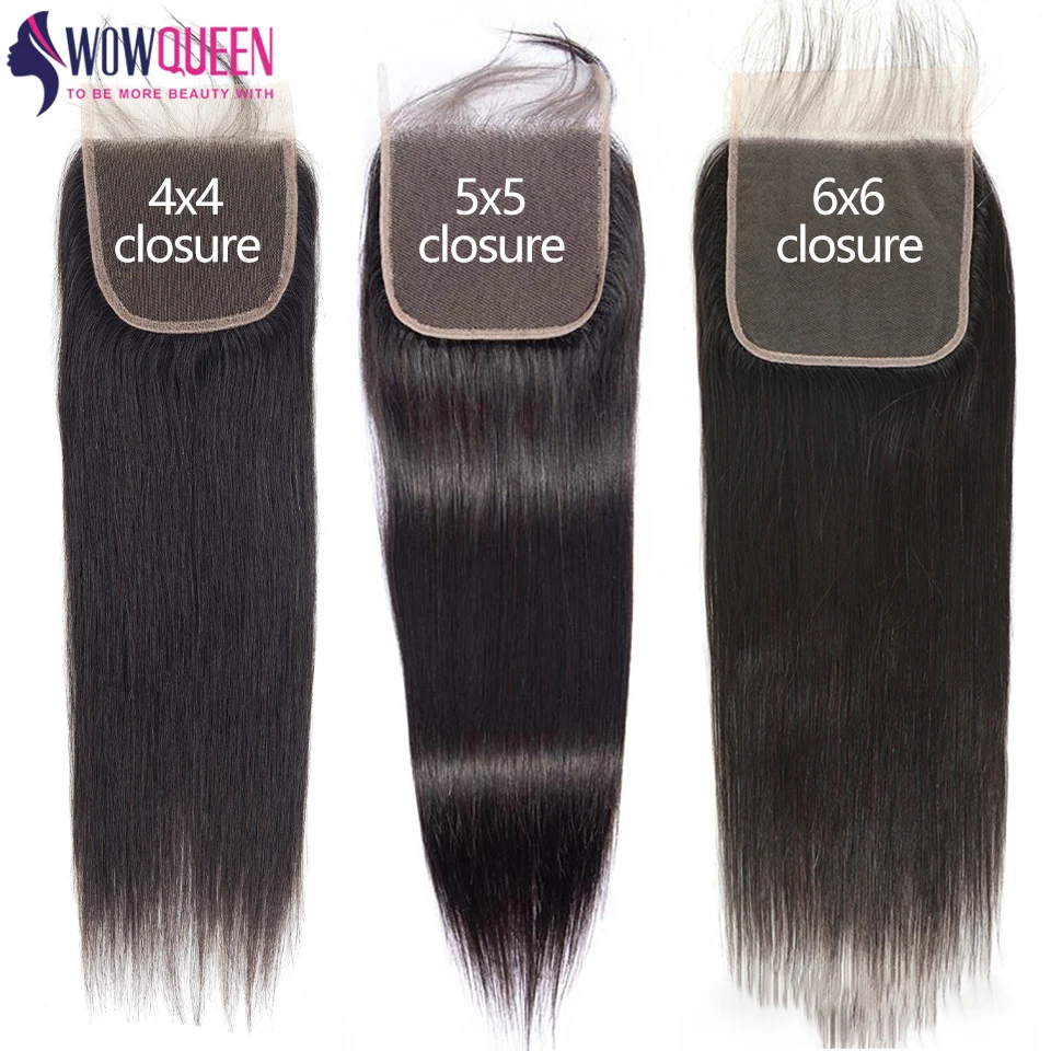 Brazilian 13x4 Lace Frontal Straight 4x4 5x5 Closure Remy Human Hair Closure 6x6 Transparent Swiss Lace Hair Extensions