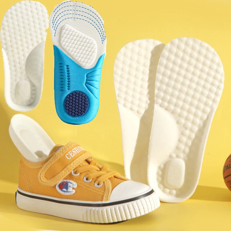A Pairs Kids Memory Foam Insoles Children Orthopedic Breathable Flat Foot Arch Support Insert Sport Shoes Running Pads Care Tool