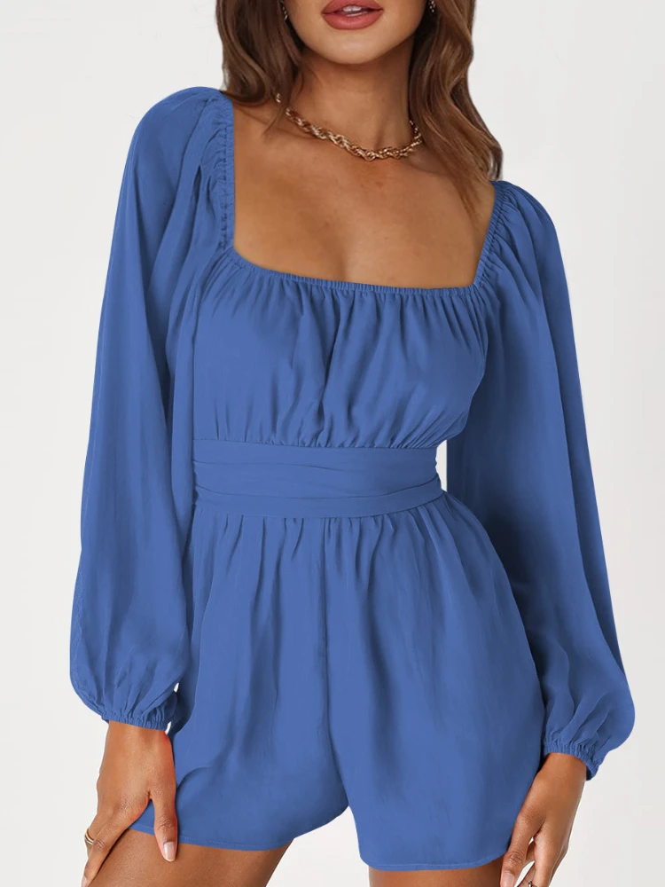 

New In Women's Jumpsuit Backless Tied Rope Lantern Long Sleeved Jumpsuit Casual Comfortable Shorts Summer Outfits for Women 2023