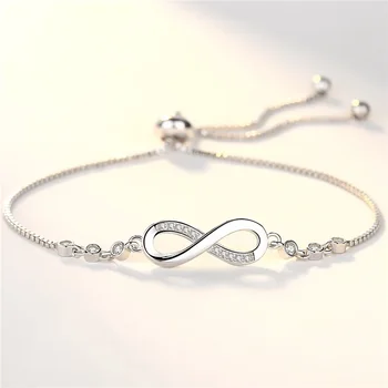 Fine 925 Sterling Silver Crystal Bracelets For Women Fashion Vintage Knot Adjustable Charm Bracelets Party Wedding Jewelry Gifts