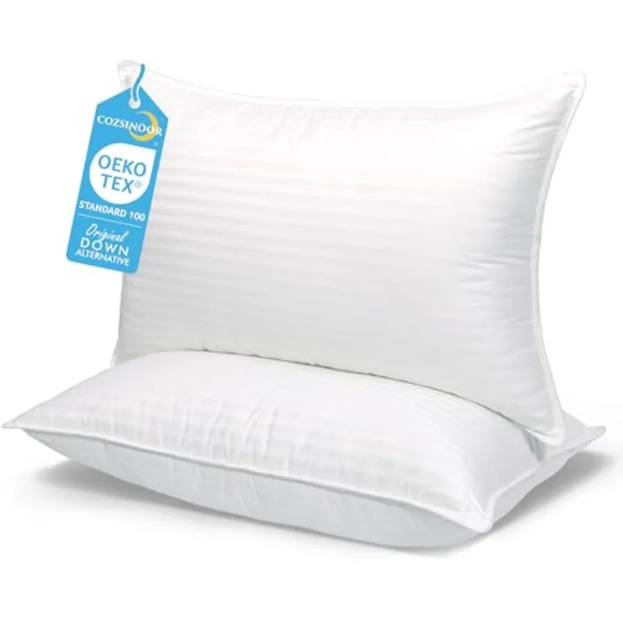 Bed Pillows for Sleeping [Pack of 2] Cozy Dream Series Breathable Hotel Quality Pillows Premium Plush Fiber Cooling Cover Skin