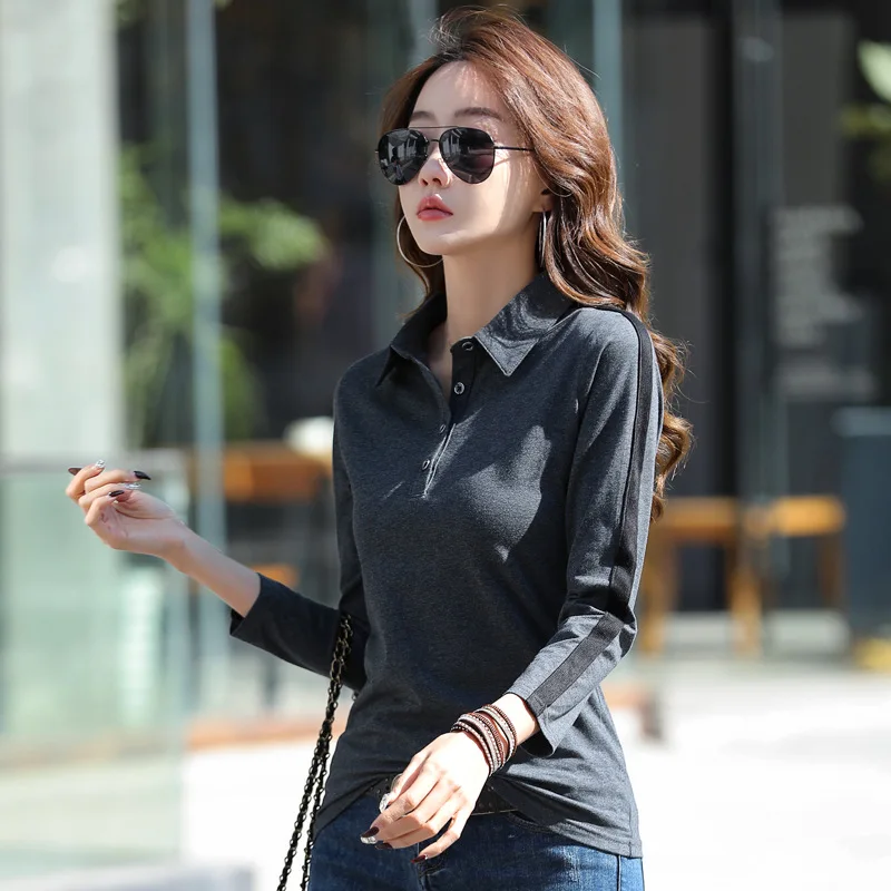Womens Blouse Black Casual Blouse Women Shirts Long Sleeve Cotton