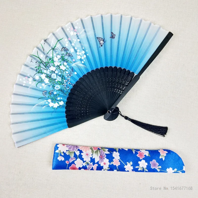 Chinese Style Lace Silk Folding Hand Held Flower Fan for Women, Wedding Party, Photo Prop Tool, Art Craft, Pattern Folding, 2Pcs