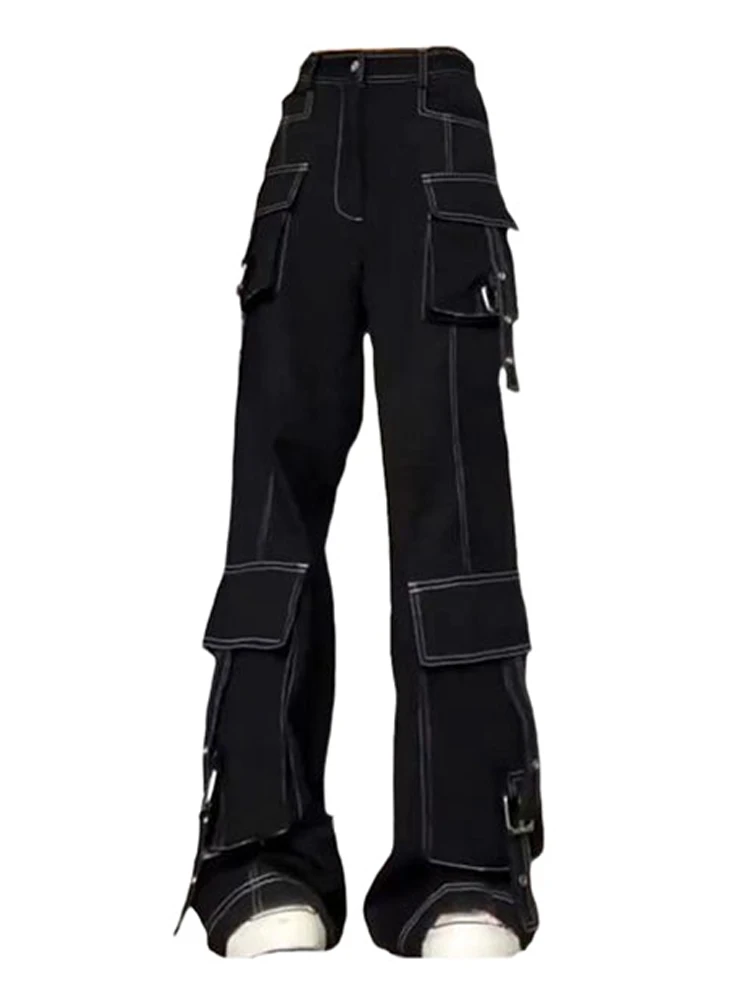 

Women Design Multi-Pocket Harajuku Cargo Denim Pants Baggy Jeans Y2k Streetwear Grunge Goth Long Trousers 2000s Aesthetic Tide